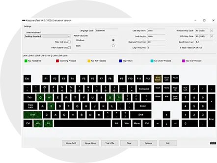 Test desktop and laptop computer keyboards