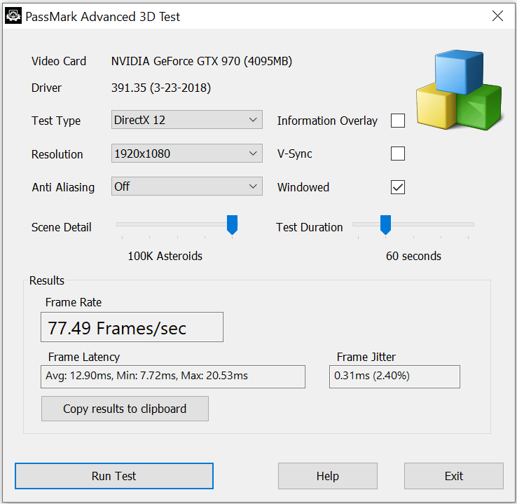 Advanced 3D testing parameters