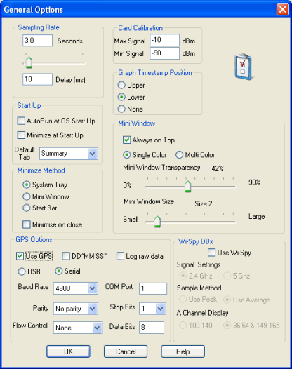 Map options dialog