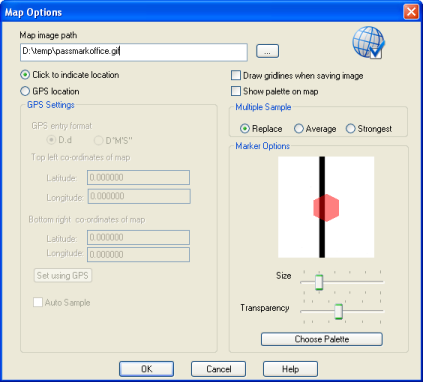 Map options dialog